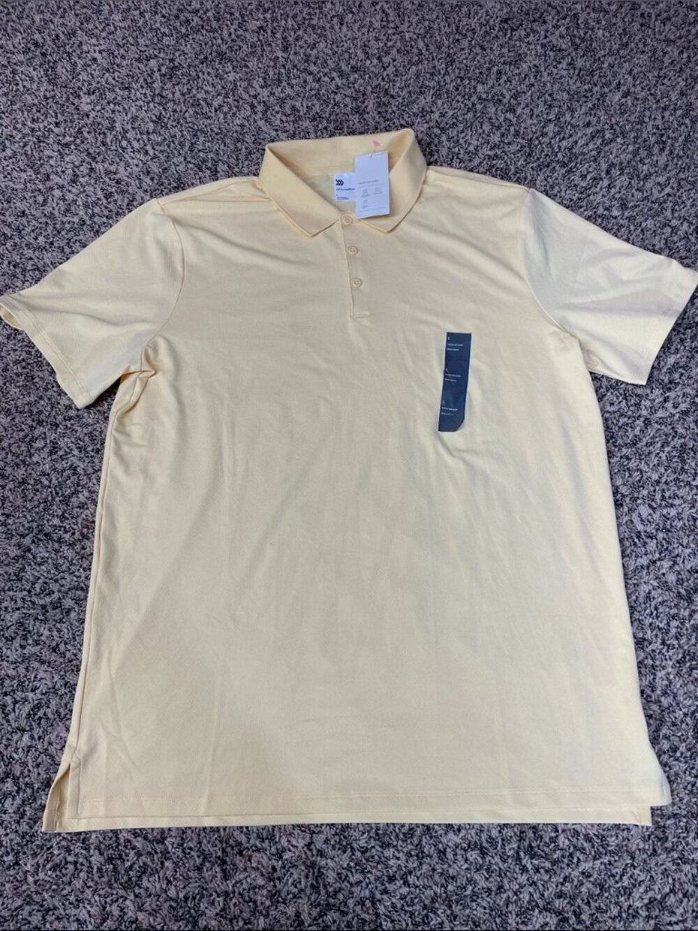 All In Motion Mens Textured Yellow Performance Polo Shirt Large NWT - Picture 4 of 4